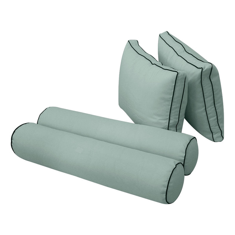 Style1 Crib Size 5PC Contrast Pipe Trim Outdoor Daybed Mattress Cushion Bolster Pillow Complete Set AD002