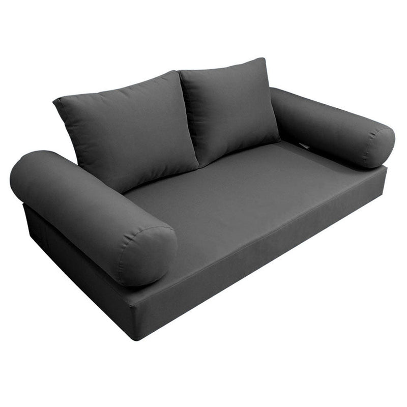 Style1 Crib Size 5PC Knife Edge Outdoor Daybed Mattress Cushion Bolster Pillow Slip Cover Complete Set AD003