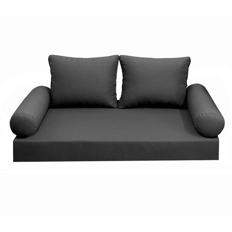 Style1 Crib Size 5PC Knife Edge Outdoor Daybed Mattress Cushion Bolster Pillow Slip Cover Complete Set AD003