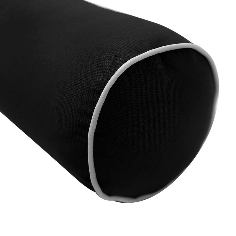 Style1 Full Contrast Pipe Trim Bolster & Back Pillow Cushion Outdoor SLIP COVER ONLY AD109