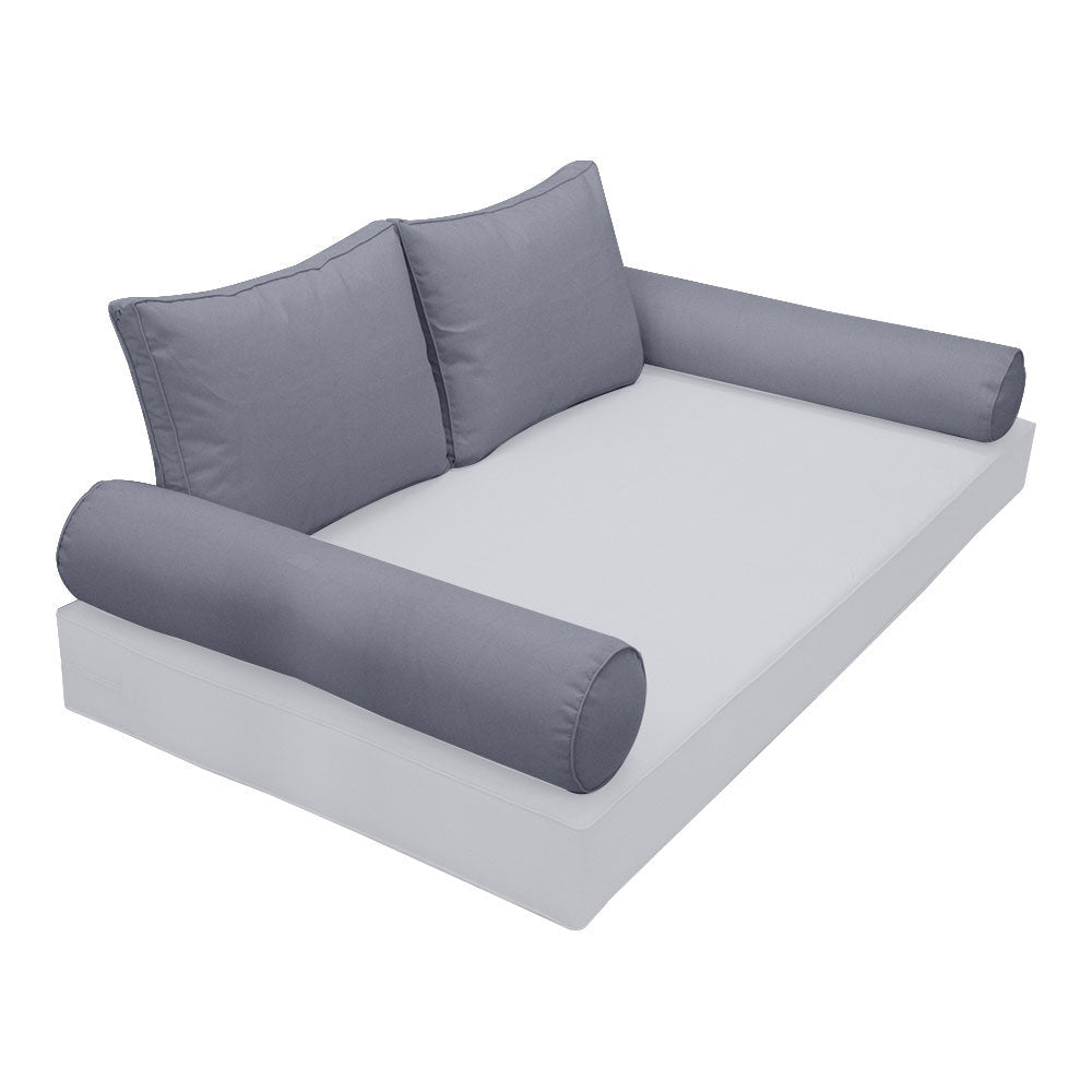 Elegant cushion and bolster set featuring refined craftsmanship and knife-edge detailing, designed for versatile indoor and outdoor comfort.
