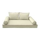 Style1 Full Size 5PC Contrast Pipe Outdoor Daybed Mattress Cushion Bolster Pillow Slip Cover Complete Set AD005