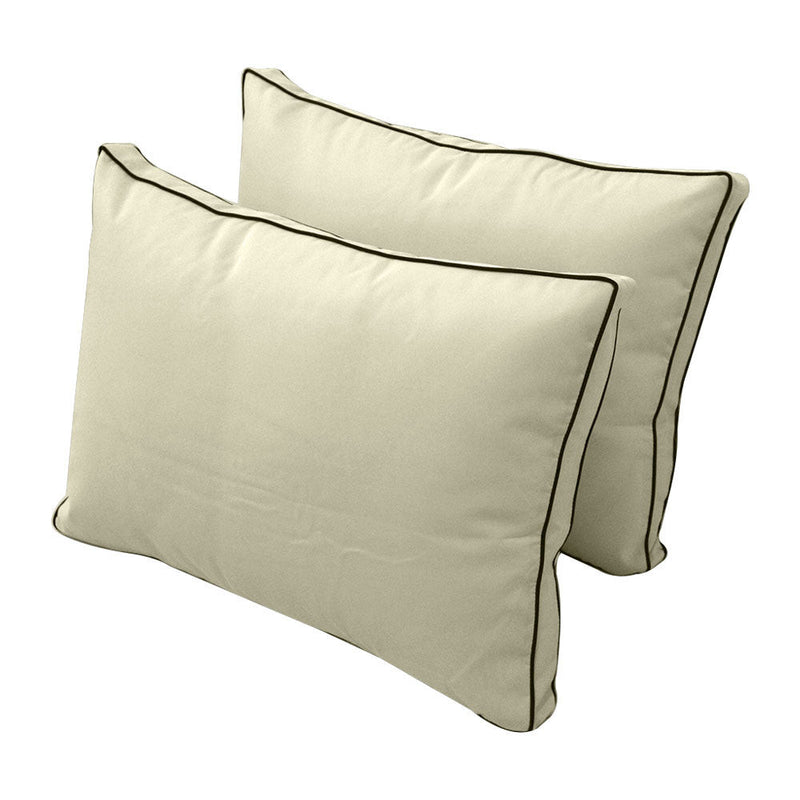 Style1 Full Size 5PC Contrast Pipe Outdoor Daybed Mattress Cushion Bolster Pillow Slip Cover Complete Set AD005