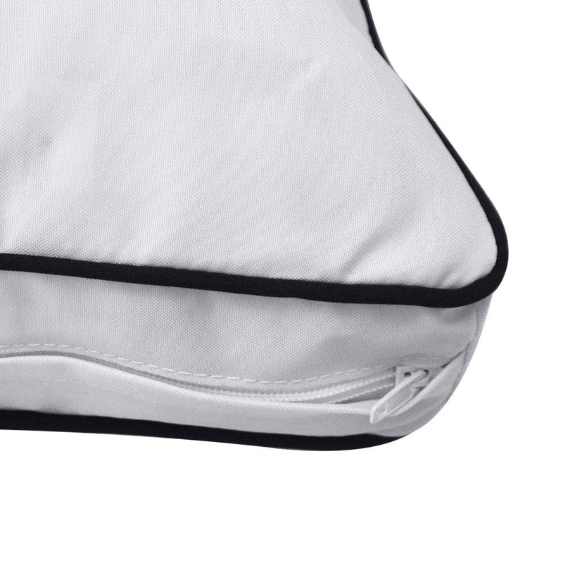 Style1 Full Size 5PC Contrast Pipe Outdoor Daybed Mattress Cushion Bolster Pillow Slip Cover Complete Set AD105