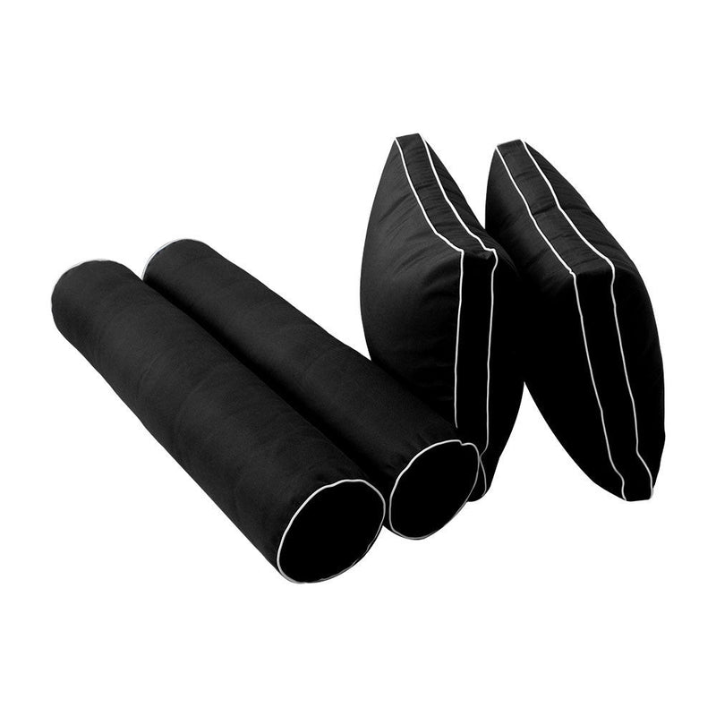Style1 Full Size 5PC Contrast Pipe Outdoor Daybed Mattress Cushion Bolster Pillow Slip Cover Complete Set AD109