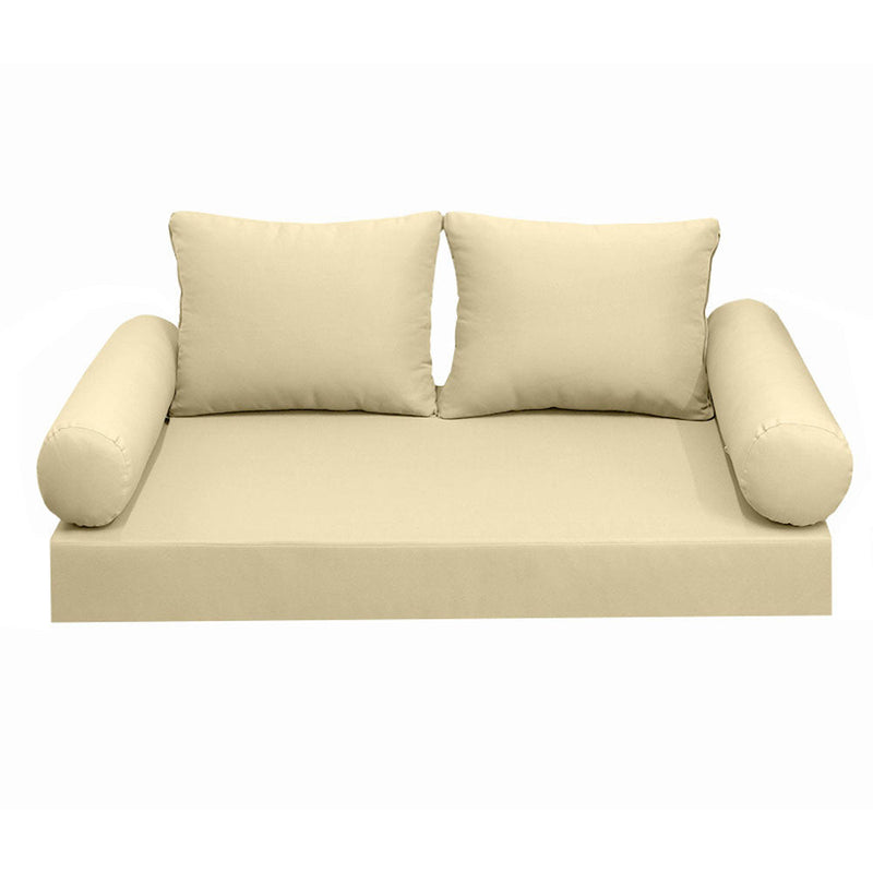 Style1 Full Size 5PC Knife Edge Outdoor Daybed Mattress Cushion Bolster Pillow Slip Cover Complete Set AD103
