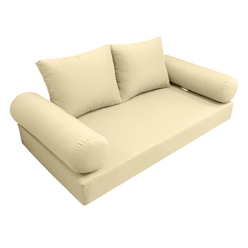 Style1 Full Size 5PC Knife Edge Outdoor Daybed Mattress Cushion Bolster Pillow Slip Cover Complete Set AD103