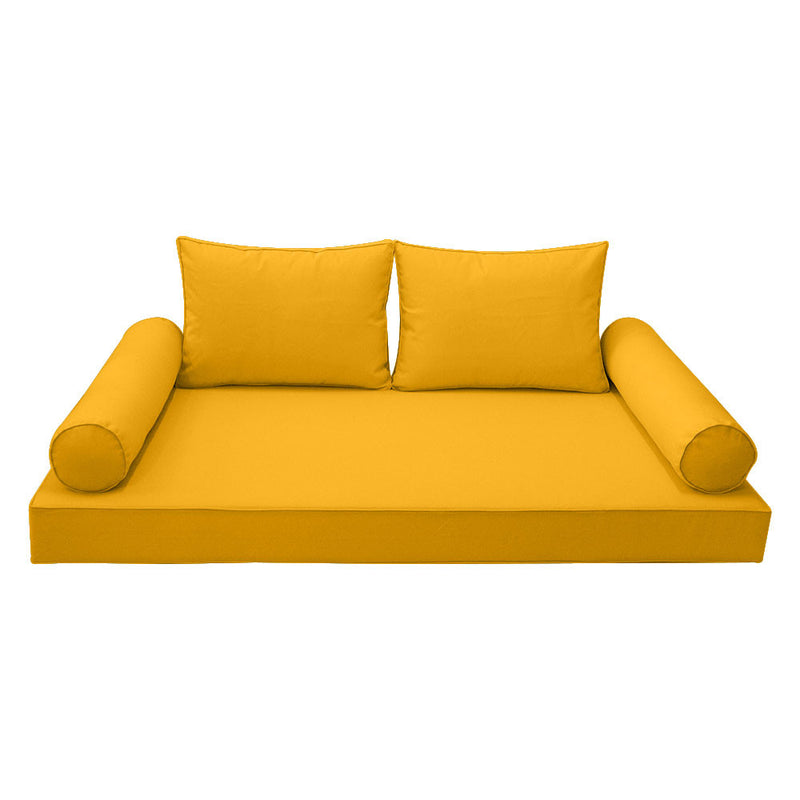 Style1 Full Size 5PC Pipe Outdoor Daybed Mattress Cushion Bolster Pillow Slip Cover Complete Set AD108