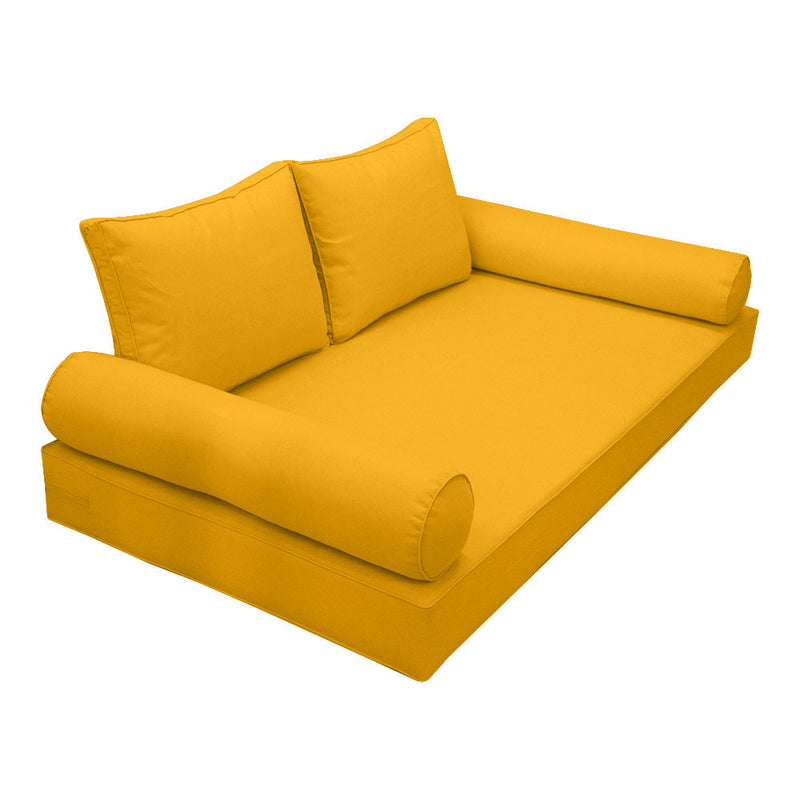 Style1 Full Size 5PC Pipe Outdoor Daybed Mattress Cushion Bolster Pillow Slip Cover Complete Set AD108