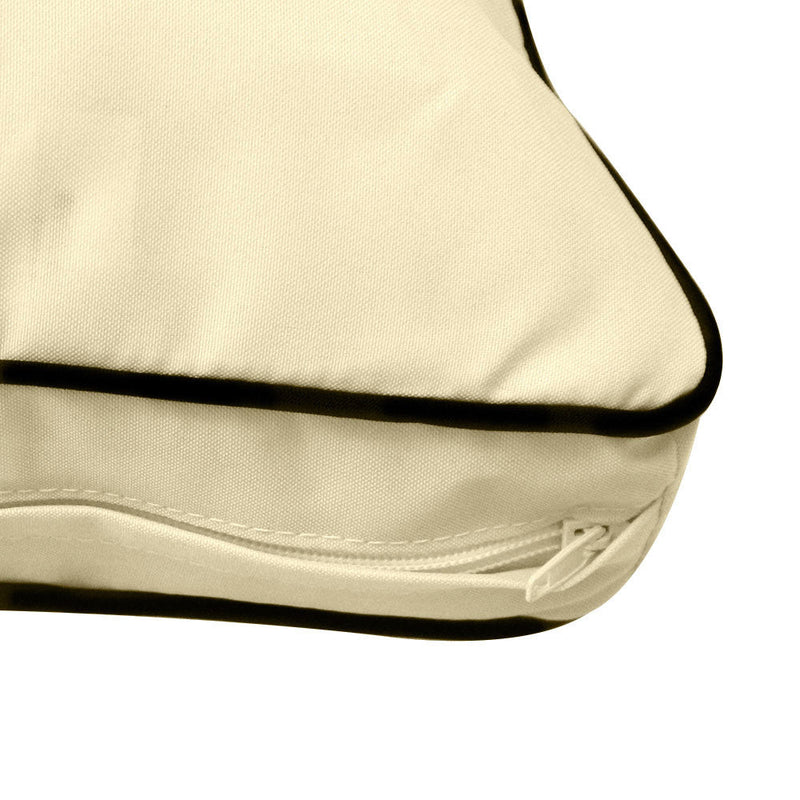 Style1 Queen Size 5PC Contrast Pipe Outdoor Daybed Mattress Cushion Bolster Pillow Slip Cover Complete Set AD103