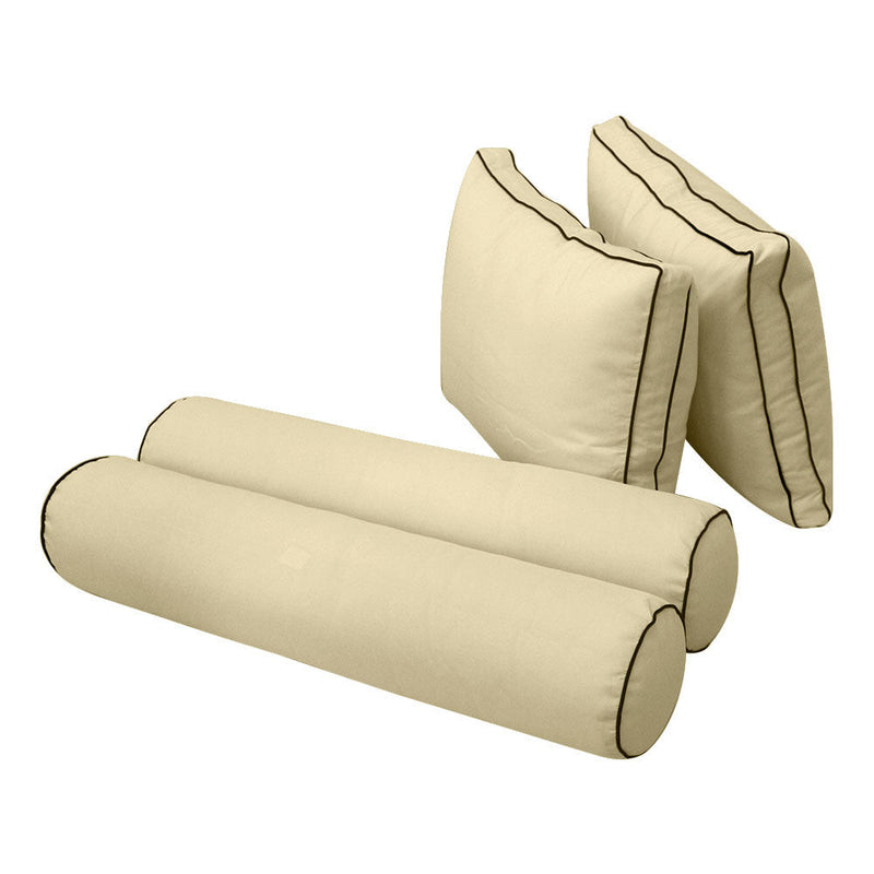 Style1 Queen Size 5PC Contrast Pipe Outdoor Daybed Mattress Cushion Bolster Pillow Slip Cover Complete Set AD103
