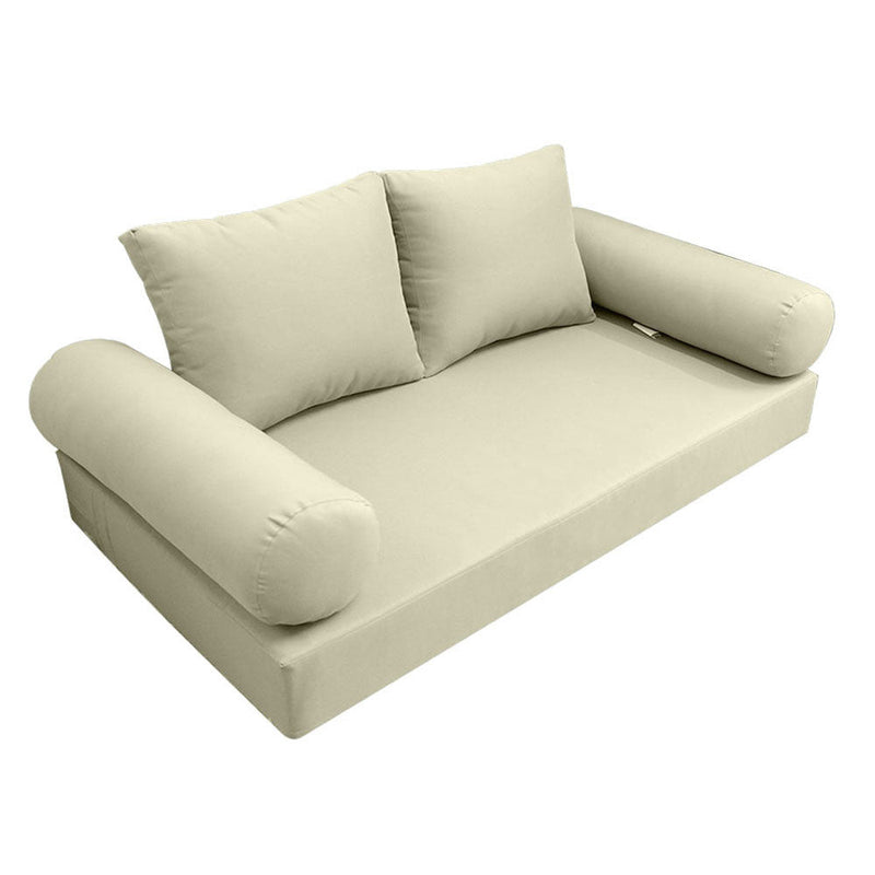 Style1 Queen Size 5PC Knife Edge Outdoor Daybed Mattress Cushion Bolster Pillow Slip Cover Complete Set AD005