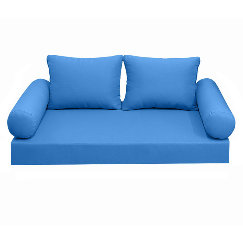 Style1 Queen Size 5PC Knife Edge Outdoor Daybed Mattress Cushion Bolster Pillow Slip Cover Complete Set AD102