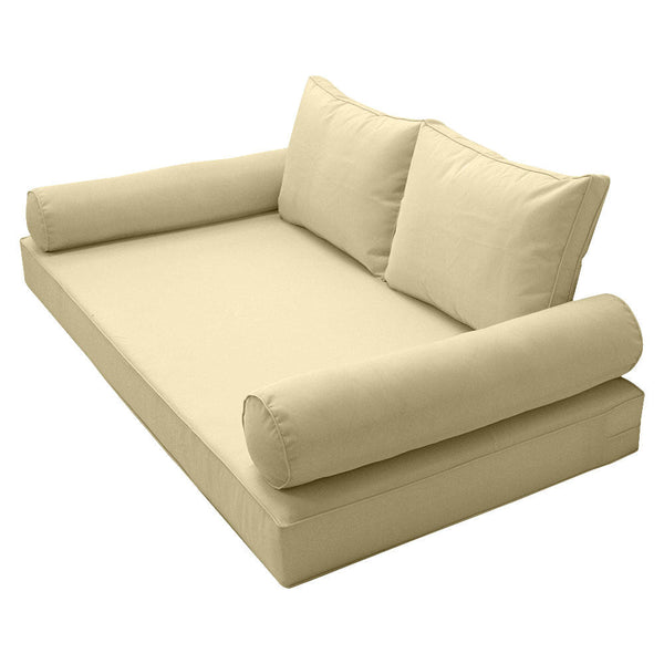 Style1 Queen Size 5PC Pipe Outdoor Daybed Mattress Cushion Bolster Pillow Slip Cover Complete Set AD103