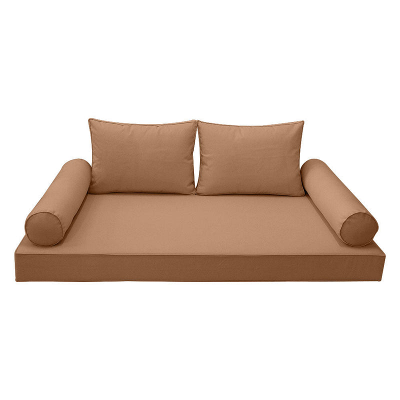 Style1 Queen Size 5PC Pipe Outdoor Daybed Mattress Cushion Bolster Pillow Slip Cover Complete Set AD104