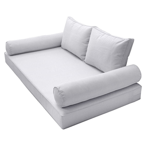 Style1 Queen Size 5PC Pipe Outdoor Daybed Mattress Cushion Bolster Pillow Slip Cover Complete Set AD105