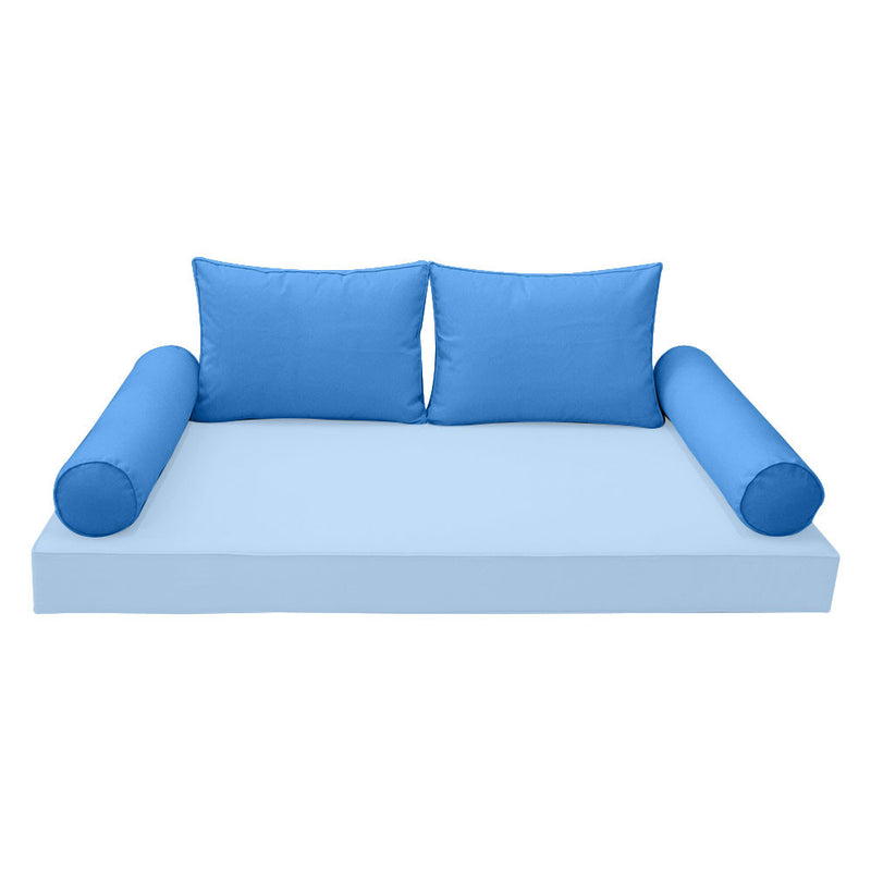 STYLE 1 Pillow & Bolster Cushion for Outdoor Indoor Daybed Porch Swing Bed Twin Size Piped Trim AD102 | COVERS ONLY |