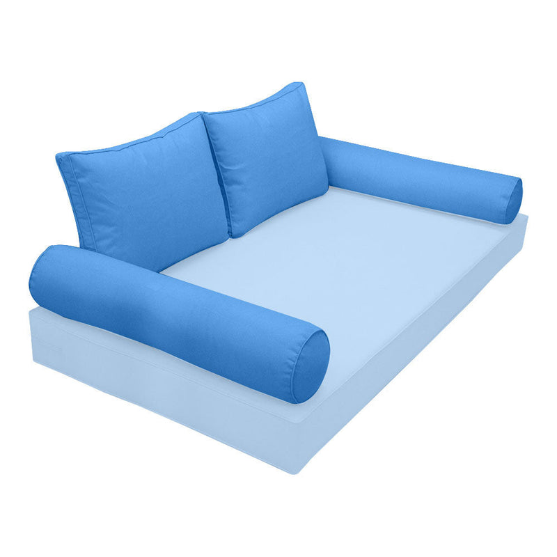 STYLE 1 Pillow & Bolster Cushion for Outdoor Indoor Daybed Porch Swing Bed Twin Size Piped Trim AD102 | COVERS ONLY |