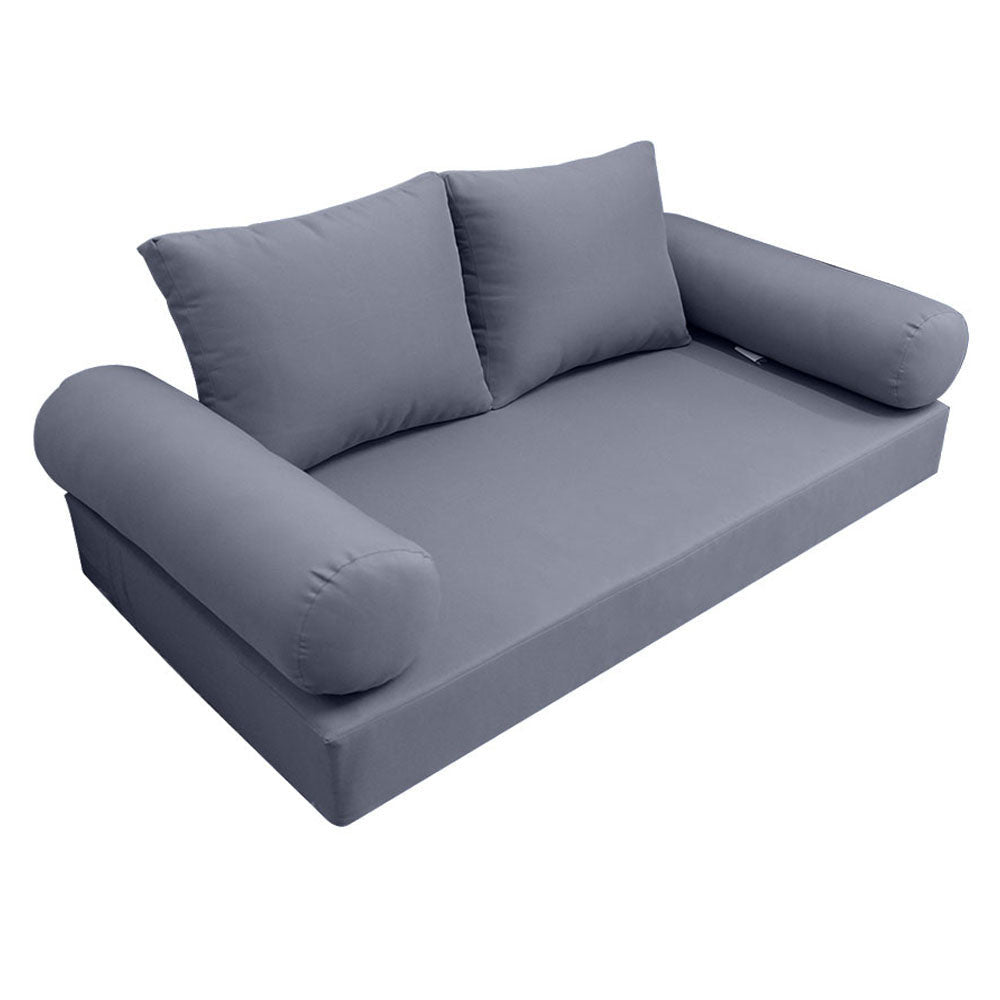 Style1 Twin Size 5PC Knife Edge Outdoor Daybed Mattress Cushion Bolster Pillow Slip Cover Complete Set AD001