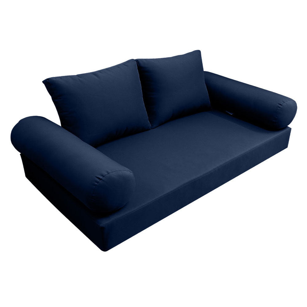 Style1 Twin Size 5PC Knife Edge Outdoor Daybed Mattress Cushion Bolster Pillow Slip Cover Complete Set AD101