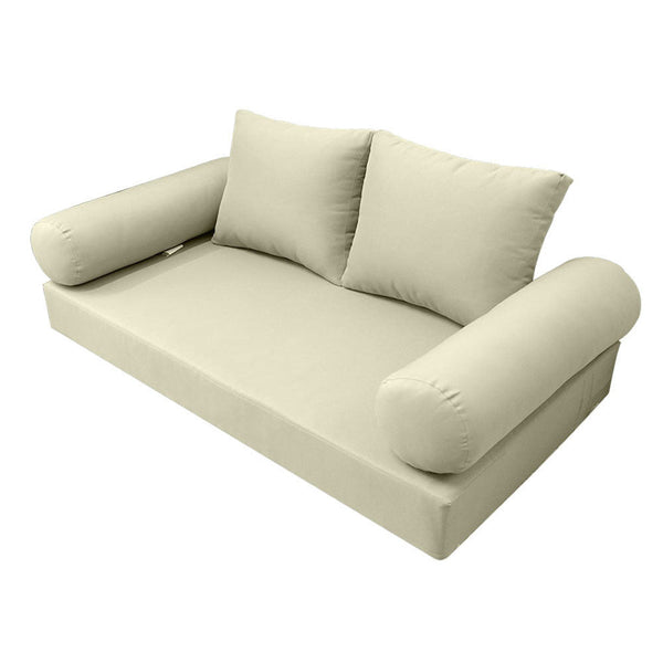 Style1 Twin-XL Size 5PC Knife Edge Outdoor Daybed Mattress Cushion Bolster Pillow Slip Cover Complete Set AD005