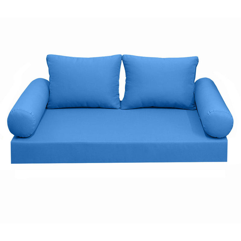Style1 Twin-XL Size 5PC Knife Edge Outdoor Daybed Mattress Cushion Bolster Pillow Slip Cover Complete Set AD102