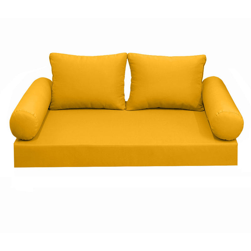 Style1 Twin-XL Size 5PC Knife Edge Outdoor Daybed Mattress Cushion Bolster Pillow Slip Cover Complete Set AD108