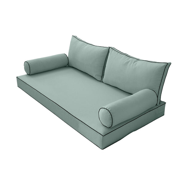 Style2 Crib Size 5PC Contrast Pipe Outdoor Daybed Mattress Cushion Bolster Pillow Slip Cover Complete Set AD002