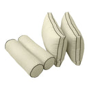 Style2 Full Size 5PC Contrast Pipe Outdoor Daybed Mattress Cushion Bolster Pillow Slip Cover Complete Set AD005