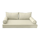 Style2 Twin Size 5PC Contrast Pipe Outdoor Daybed Mattress Cushion Bolster Pillow Slip Cover Complete Set AD005