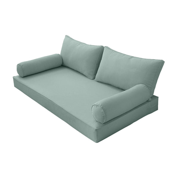 Style2 Twin Size 5PC Pipe Outdoor Daybed Mattress Cushion Bolster Pillow Slip Cover Complete Set AD002