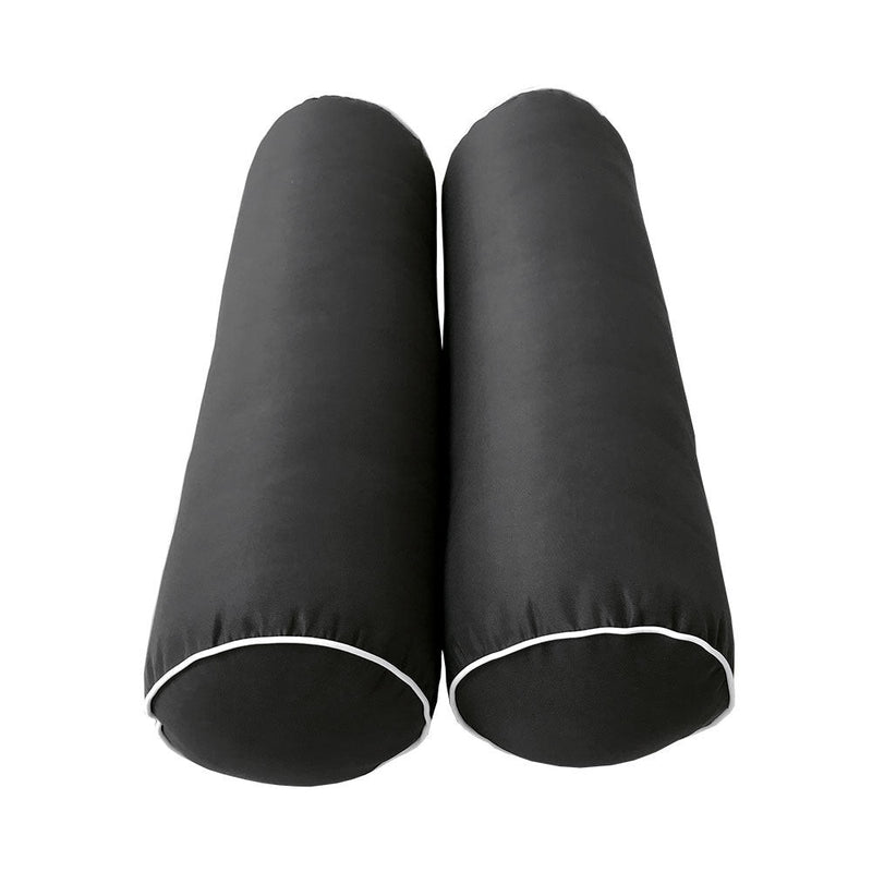 Style2 Twin-XL Size 5PC Contrast Pipe Outdoor Daybed Mattress Cushion Bolster Pillow Slip Cover Complete Set AD003