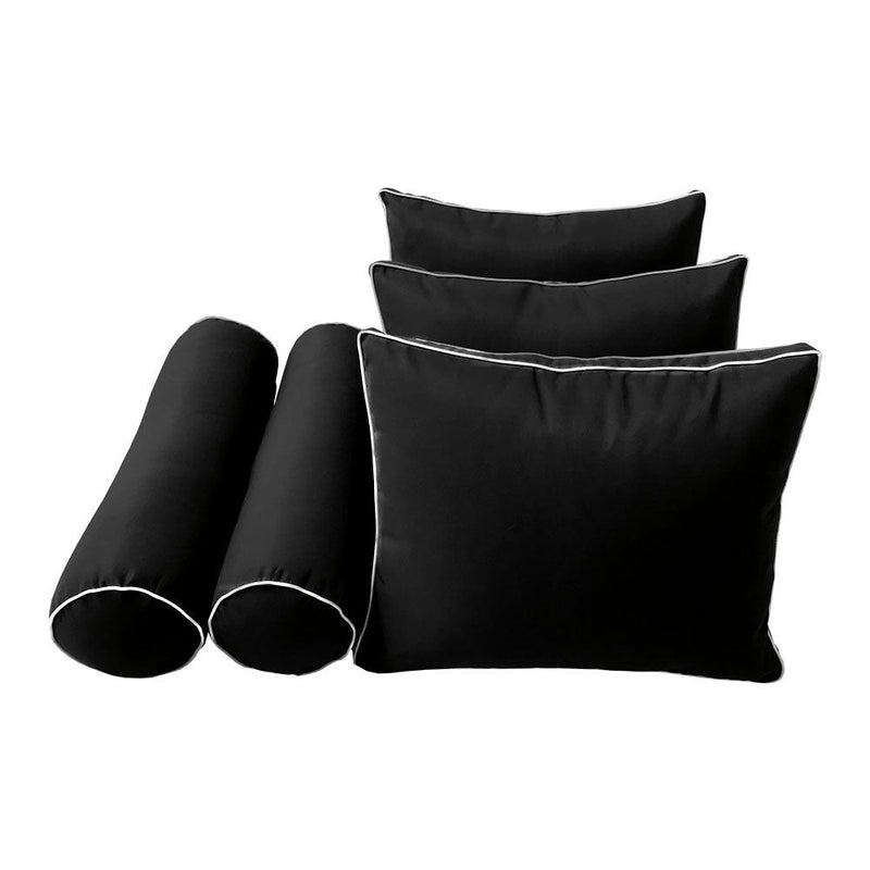 Style3 Crib Contrast Pipe Trim Bolster & Back Pillow Cushion Outdoor SLIP COVER ONLY AD109
