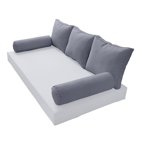 STYLE 3 Pillow & Bolster Cushion for Outdoor Indoor Daybed Porch Swing Bed Crib Size Piped Trim AD001 | COVERS ONLY |