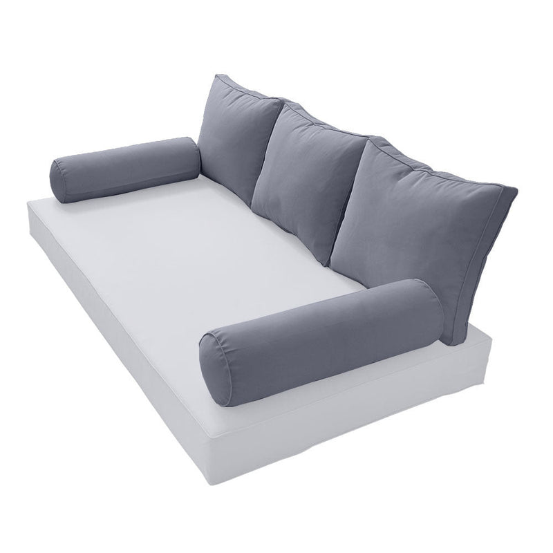 STYLE 3 Pillow & Bolster Cushion for Outdoor Indoor Daybed Porch Swing Bed Crib Size Piped Trim AD001 | COVERS ONLY |