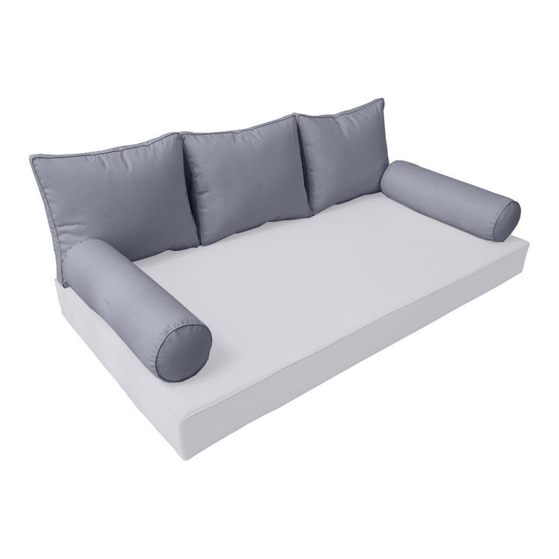 STYLE 3 Pillow & Bolster Cushion for Outdoor Indoor Daybed Porch Swing Bed Crib Size Piped Trim AD001 | COVERS ONLY |