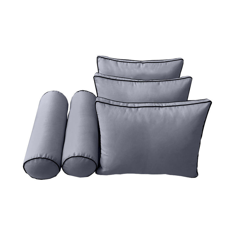 Style3 Crib Size 6PC Contrast Pipe Outdoor Daybed Mattress Cushion Bolster Pillow Slip Cover Complete Set AD001
