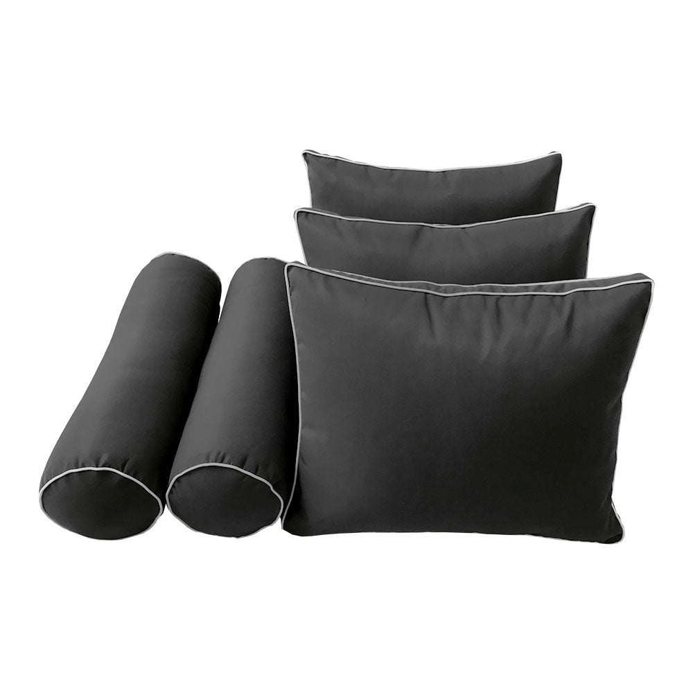 Style3 Crib Size 6PC Contrast Pipe Outdoor Daybed Mattress Cushion Bolster Pillow Slip Cover Complete Set AD003