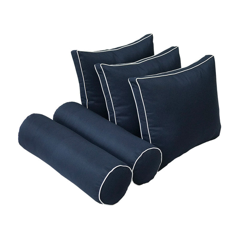 Style3 Crib Size 6PC Contrast Pipe Outdoor Daybed Mattress Cushion Bolster Pillow Slip Cover Complete Set AD101