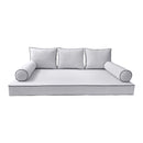 Style3 Crib Size 6PC Contrast Pipe Outdoor Daybed Mattress Cushion Bolster Pillow Slip Cover Complete Set AD105
