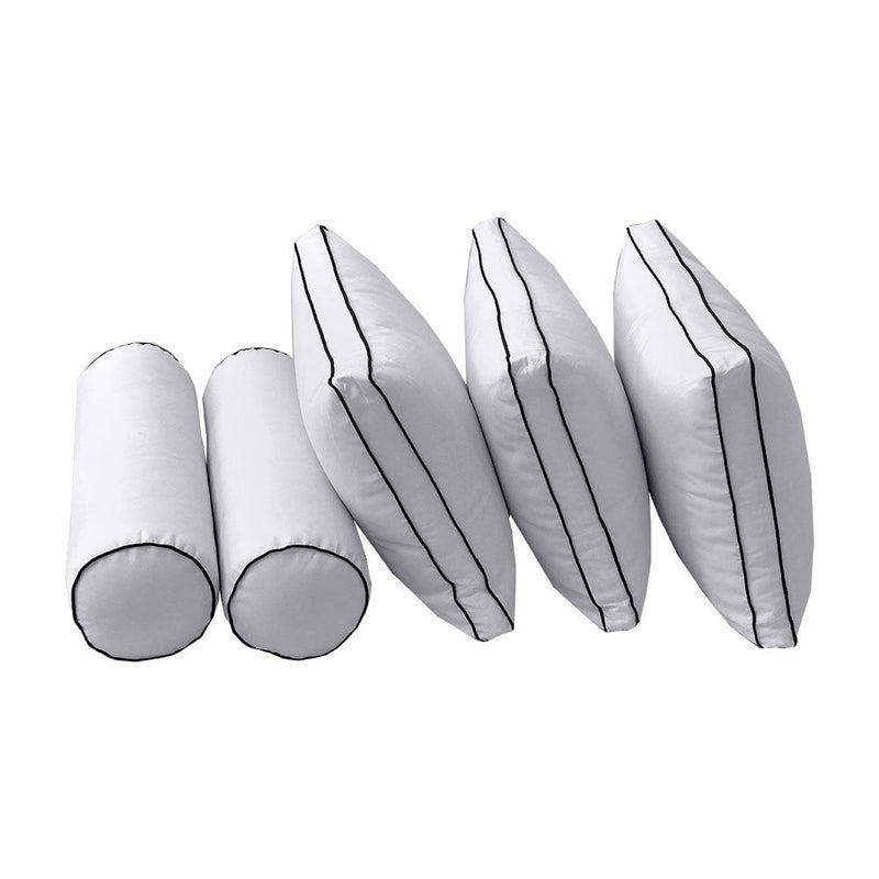 Style3 Crib Size 6PC Contrast Pipe Outdoor Daybed Mattress Cushion Bolster Pillow Slip Cover Complete Set AD105