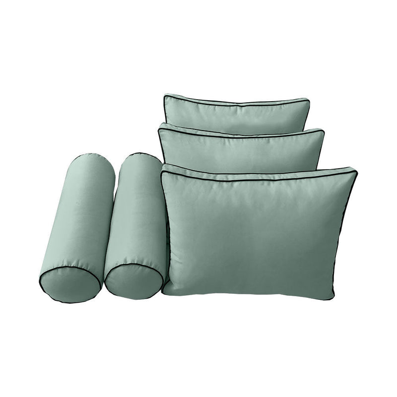 Style3 Crib Size 6PC Contrast Pipe Outdoor Daybed Mattress Cushion Bolster Pillow Slip Cover Complete Set AD002