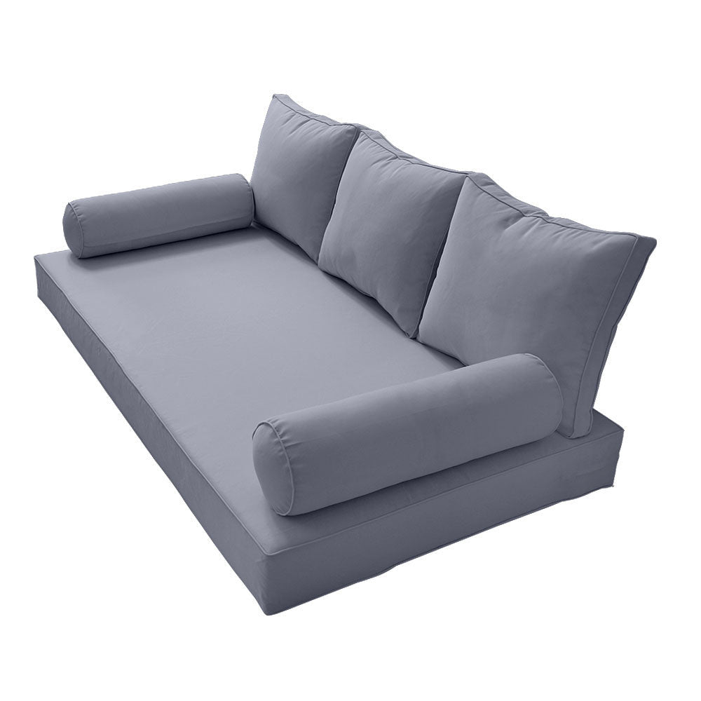 STYLE 3 - Mattress & Pillow Bolster Cushion for Outdoor Indoor Daybed Porch Swing Bed Piped Trim Crib Size AD001 | COVERS ONLY |