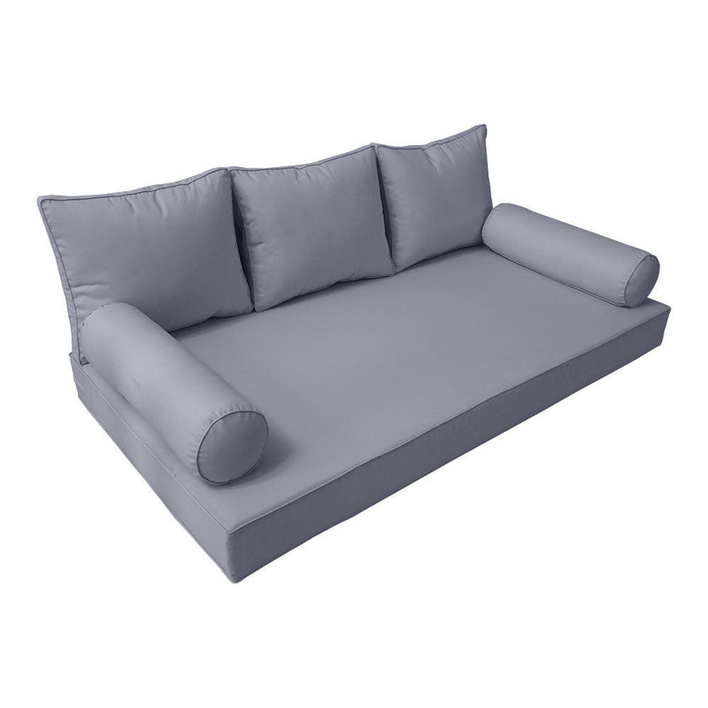 STYLE 3 - Mattress & Pillow Bolster Cushion for Outdoor Indoor Daybed Porch Swing Bed Piped Trim Crib Size AD001 | COVERS ONLY |