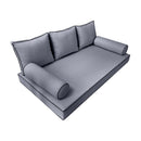 Elegant cushion and bolster set featuring refined craftsmanship and knife-edge detailing, designed for versatile indoor and outdoor comfort.