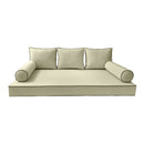 Style3 Full Size 6PC Contrast Pipe Outdoor Daybed Mattress Cushion Bolster Pillow Slip Cover Complete Set AD005