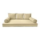 Style3 Full Size 6PC Contrast Pipe Outdoor Daybed Mattress Cushion Bolster Pillow Slip Cover Complete Set AD103