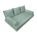 Style3 Full Size 6PC Contrast Pipe Outdoor Daybed Mattress Cushion Bolster Pillow Slip Cover Complete Set AD002