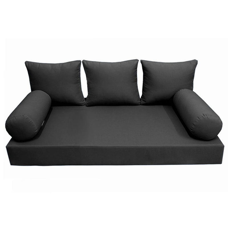 Style3 Full Size 6PC Knife Edge Outdoor Daybed Mattress Cushion Bolster Pillow Slip Cover Complete Set AD003