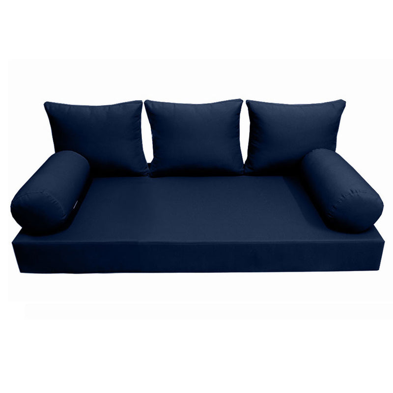 Style3 Full Size 6PC Knife Edge Outdoor Daybed Mattress Cushion Bolster Pillow Slip Cover Complete Set AD101